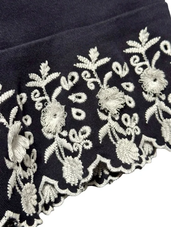 Talbots Embroidered Scalloped Sleeve Navy Blue Shift Dress Large - Picture 4 of 7